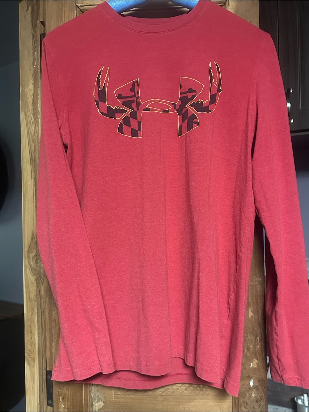 Under Armour Maryland Flag Crab Logo long sleeve t shirt heatgear